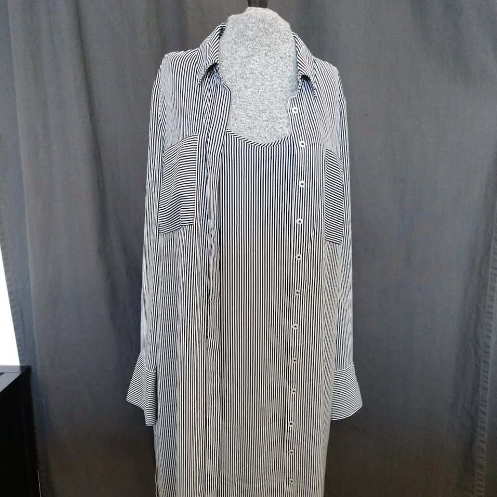 White House Black Market | Pinstripe Shirt Dress